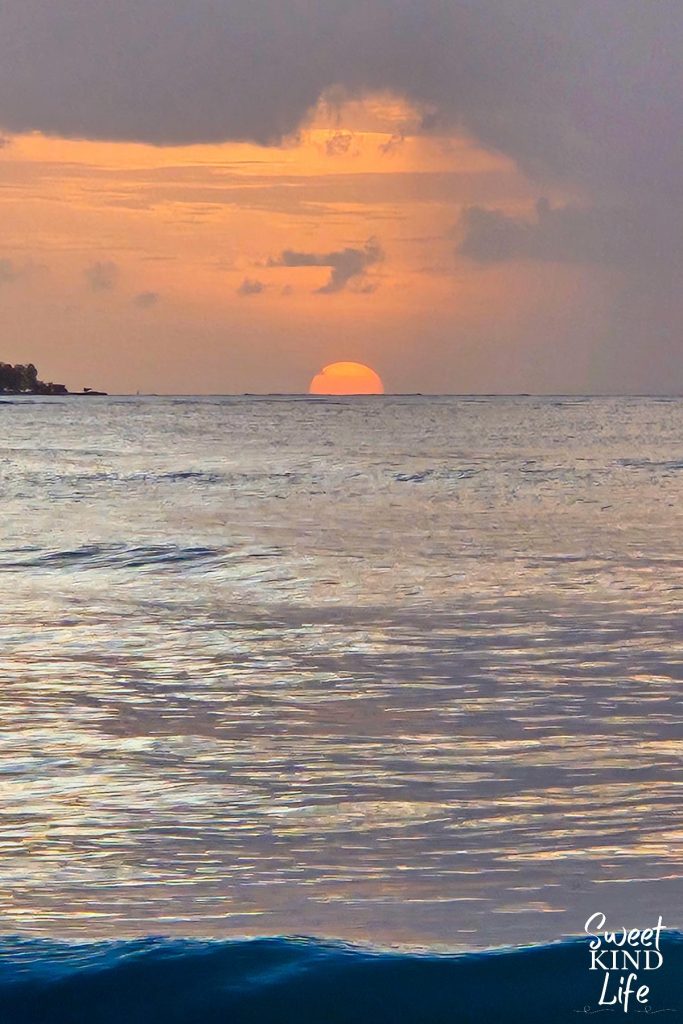 setting sun over pigeon point tobago