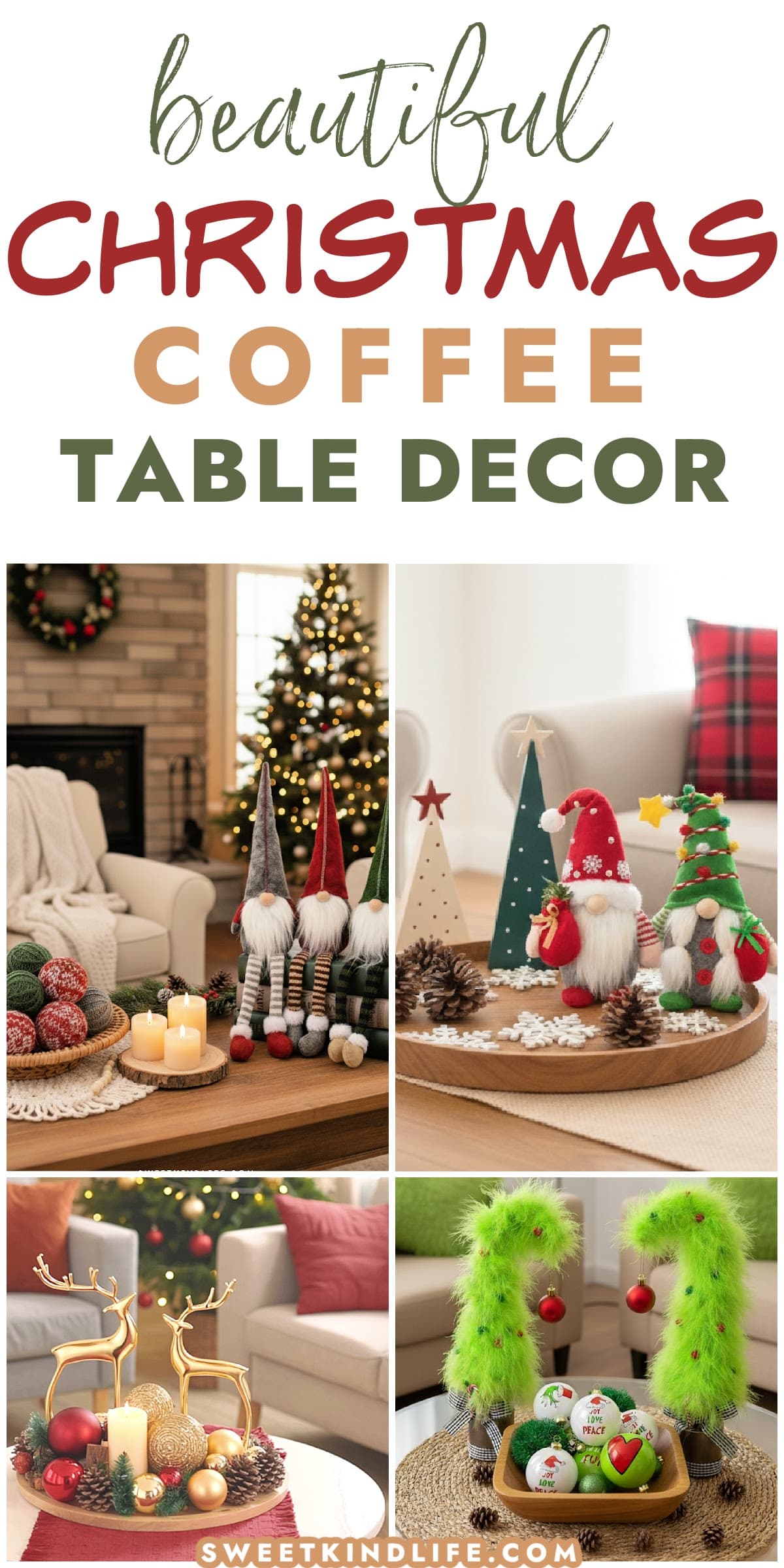 beautiful christmas coffee table decor text on a collage of christmas table scenes