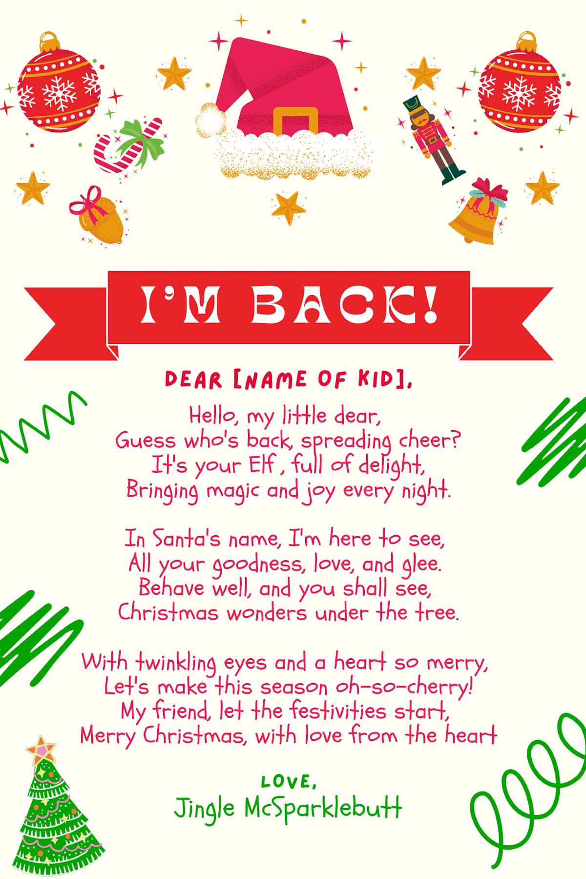 elf on the shelf welcome back letter