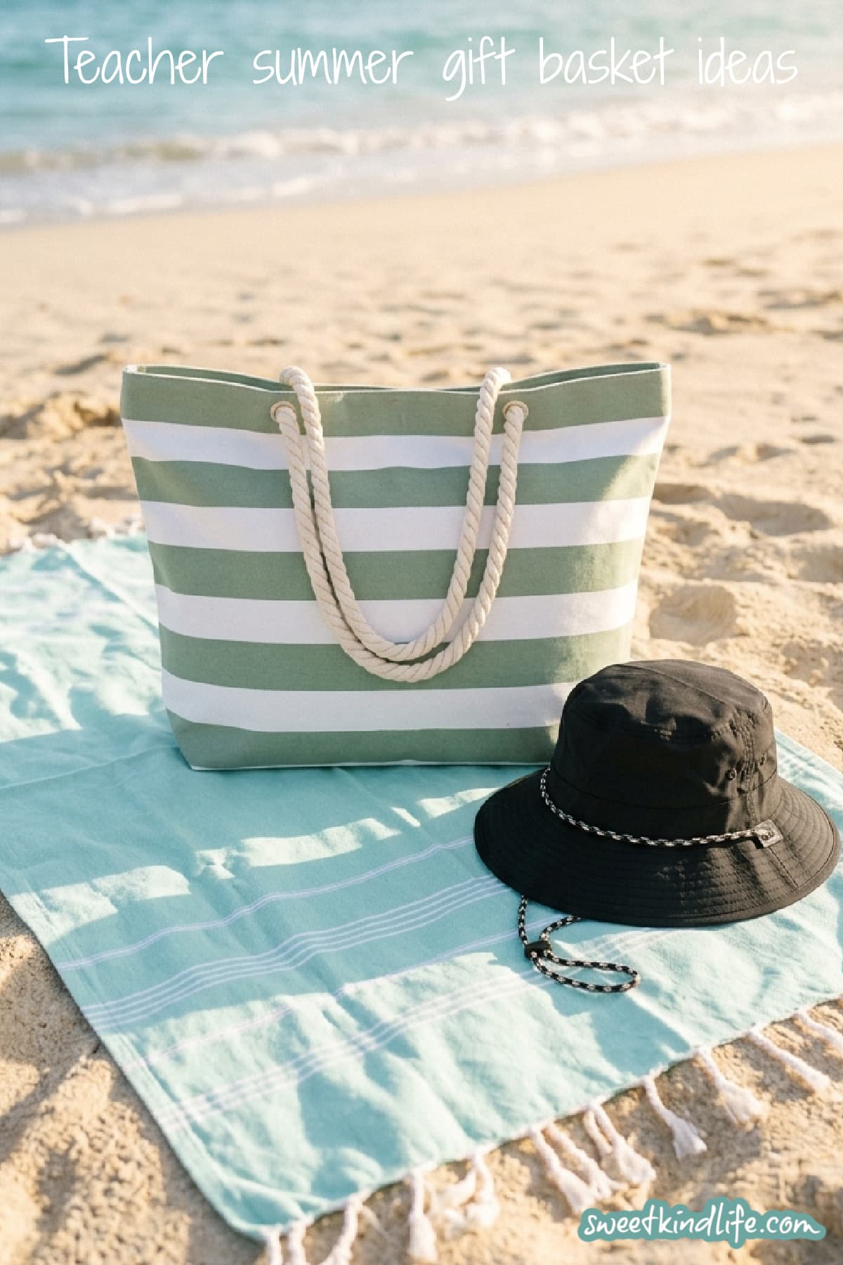 Beach themed teacher summer gift basket