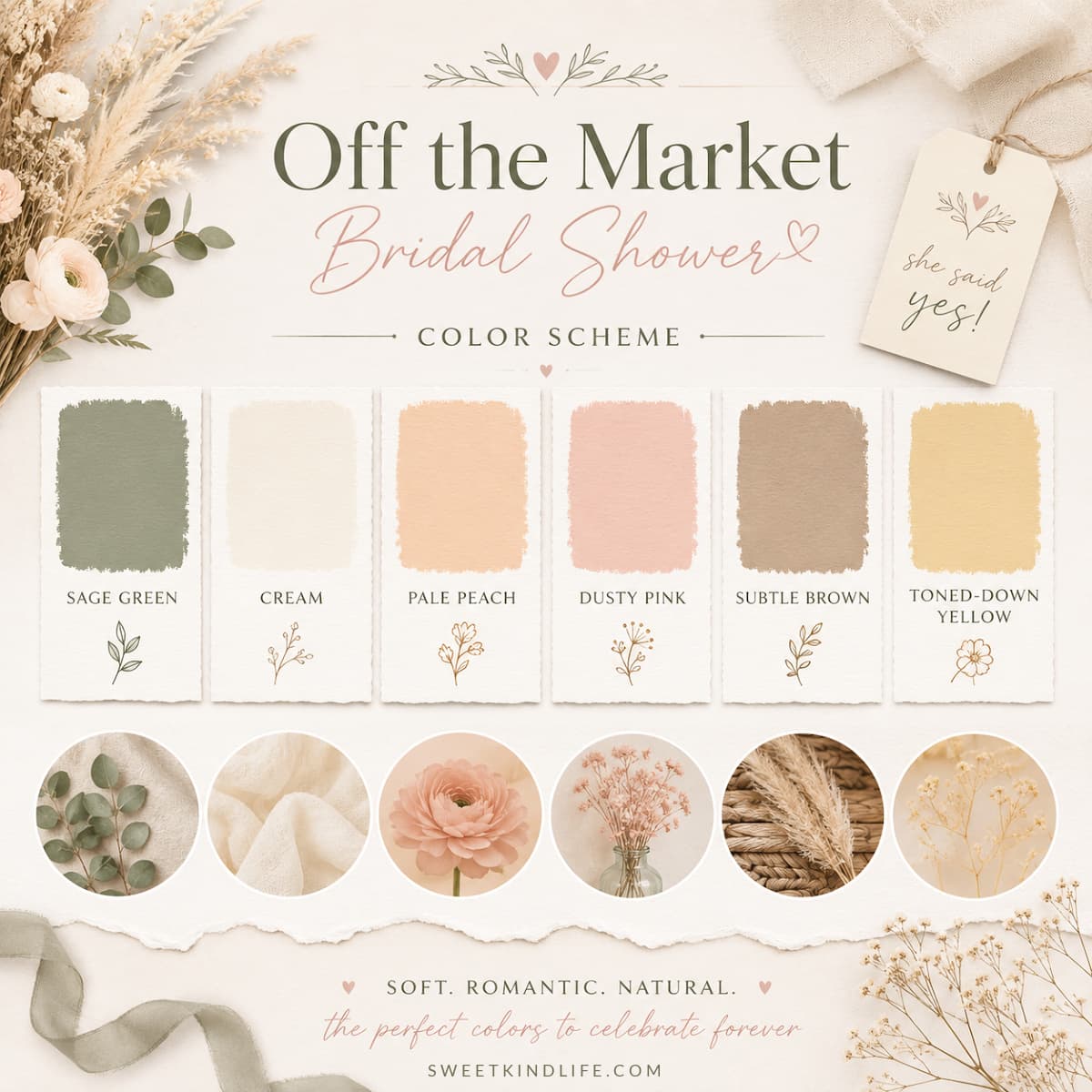 Off the Market Bridal Shower Theme: Boho Color Scheme
