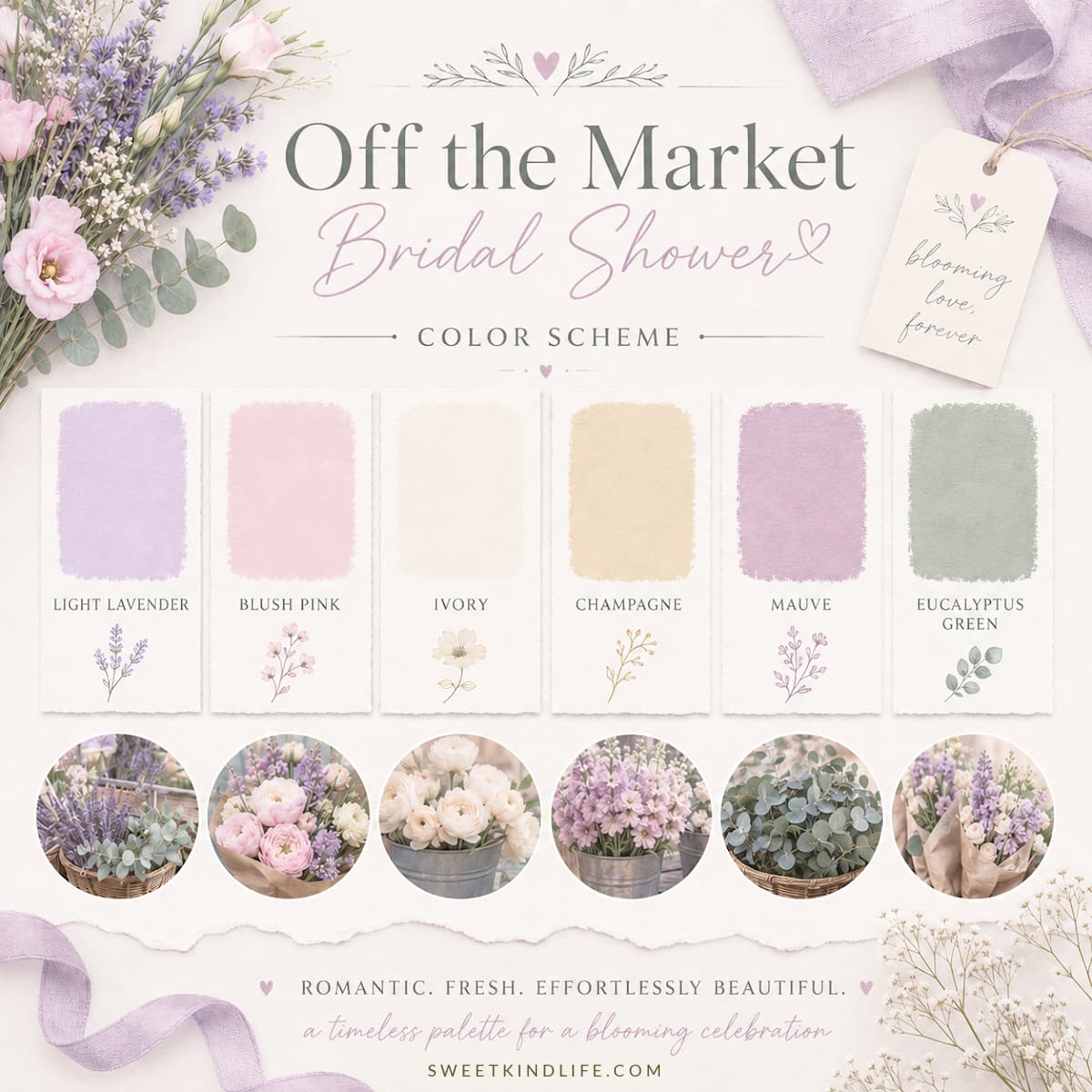 Off the Market Bridal Shower Theme: Flower Color Scheme
