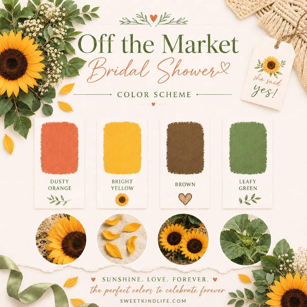 Off the Market Bridal Shower Theme: Sunflower Color Scheme