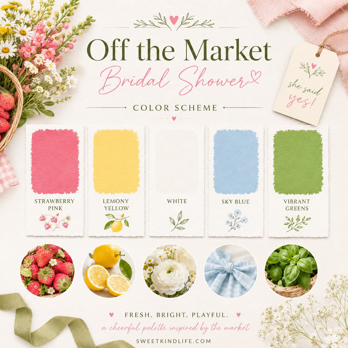 Off the Market Bridal Shower Theme: Vibrant Color Scheme