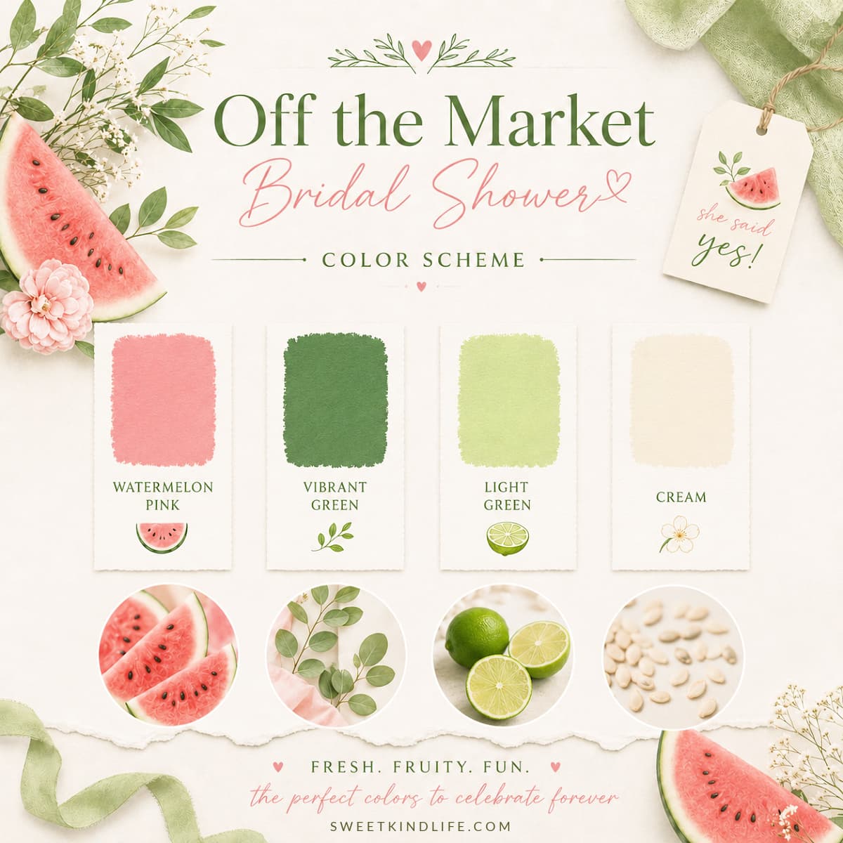 Off the Market Bridal Shower Theme: Fruit Color Scheme