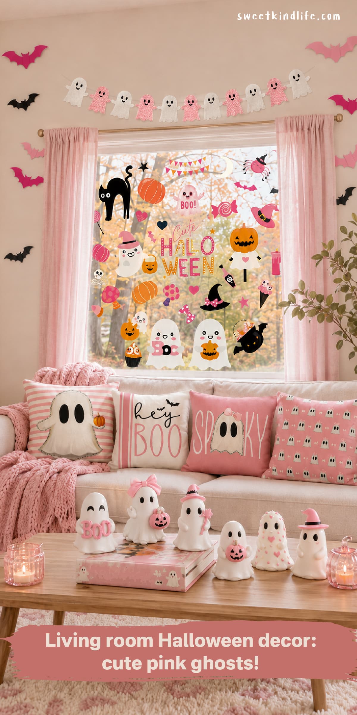 Pink themed Halloween Decor Ideas for Living Room