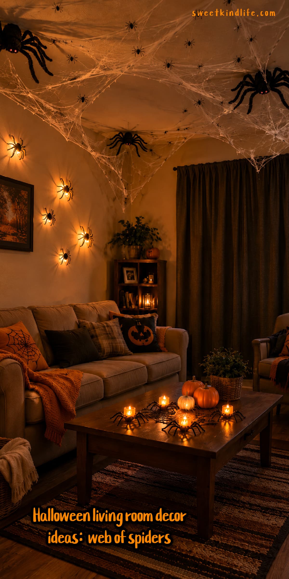 Living Room Halloween Decor Ideas: Spider Theme