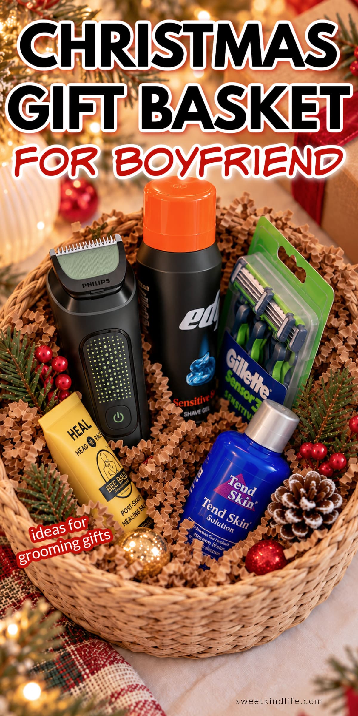 Christmas gift basket for boyfriend with shaving and grooming essentials