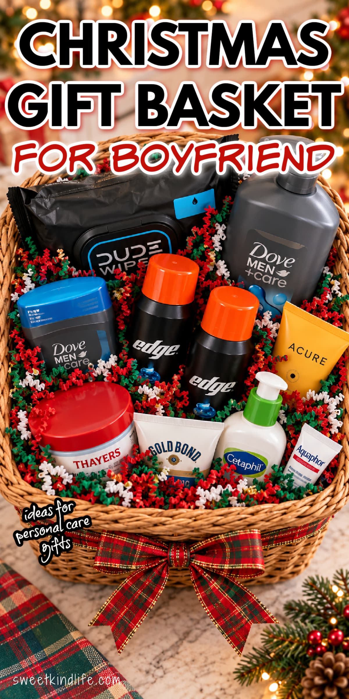 Christmas gift basket for boyfriend with personal care gifts
